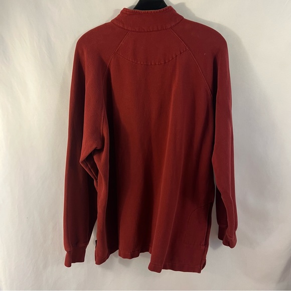 Woolrich Pullover Sweatshirt Mens L Large Cotton 1/4 Zip Mock Neck Red Pocket - Picture 5 of 6